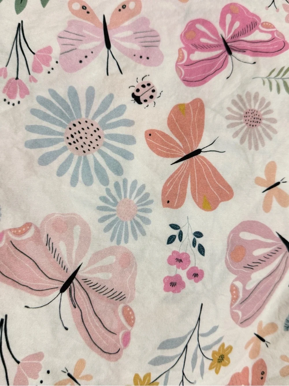 Pottery Barn Kids Crib Fitted Sheets Lot of 2 Floral Butterfly Cotton PBK
